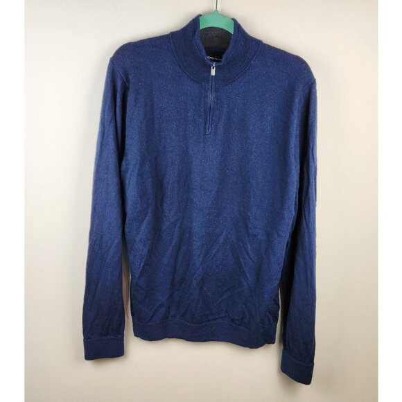 Nordstrom Washable Merino Wool Quarter Zip Lightweight Knit Sweater Navy Blue XL - Picture 1 of 9